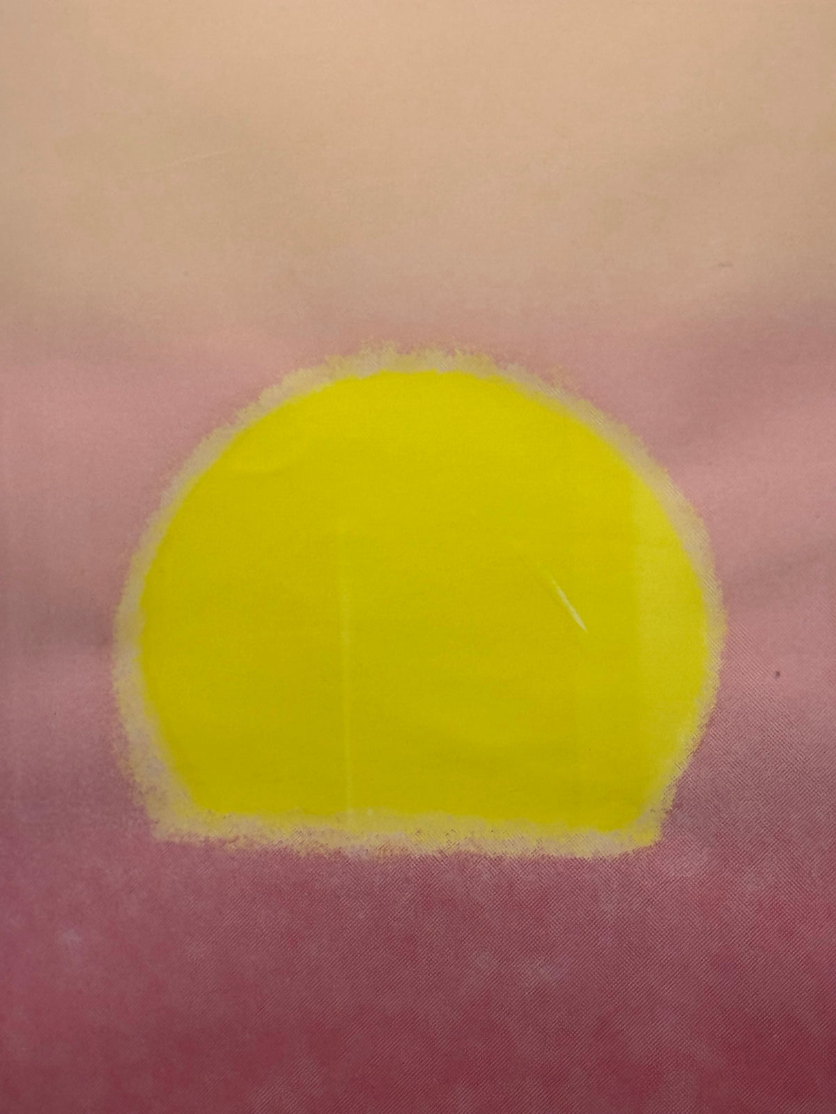 Abstract Colour Field Painting Yellow Disc Red Pink Ground Framed Vintage