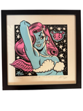 Framed Just a Thought screenprint, straight-on