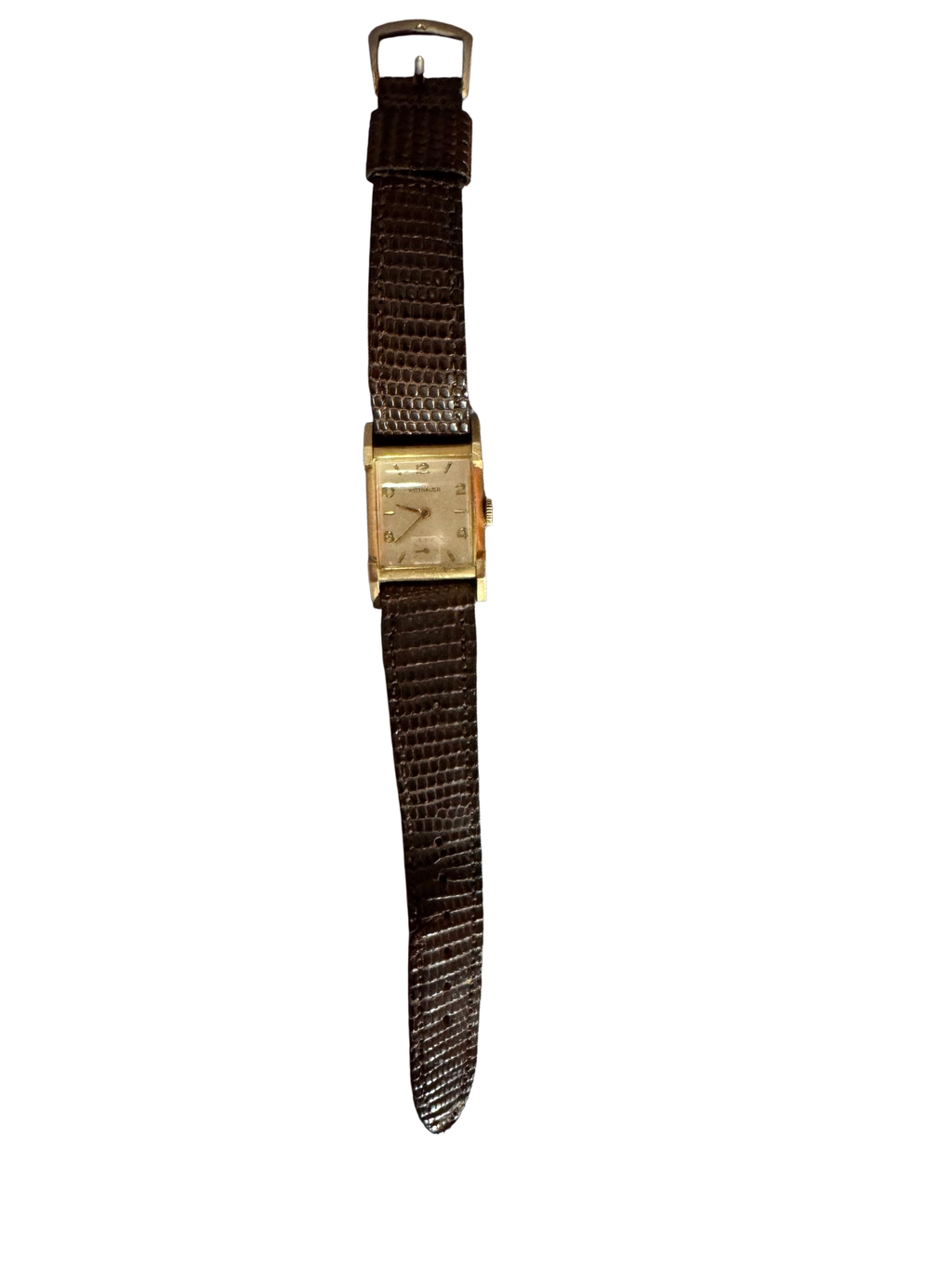 Wittnauer rectangular watch laid flat, face up