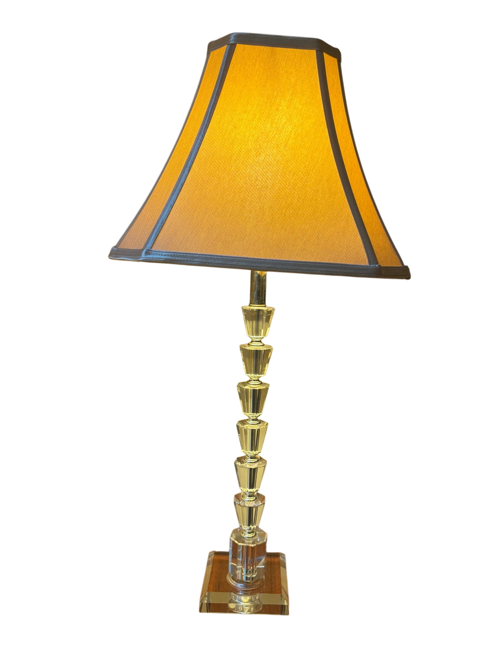 Crystal Stacked-Ball Table Lamps, Pair, Chrome Base, 31 in