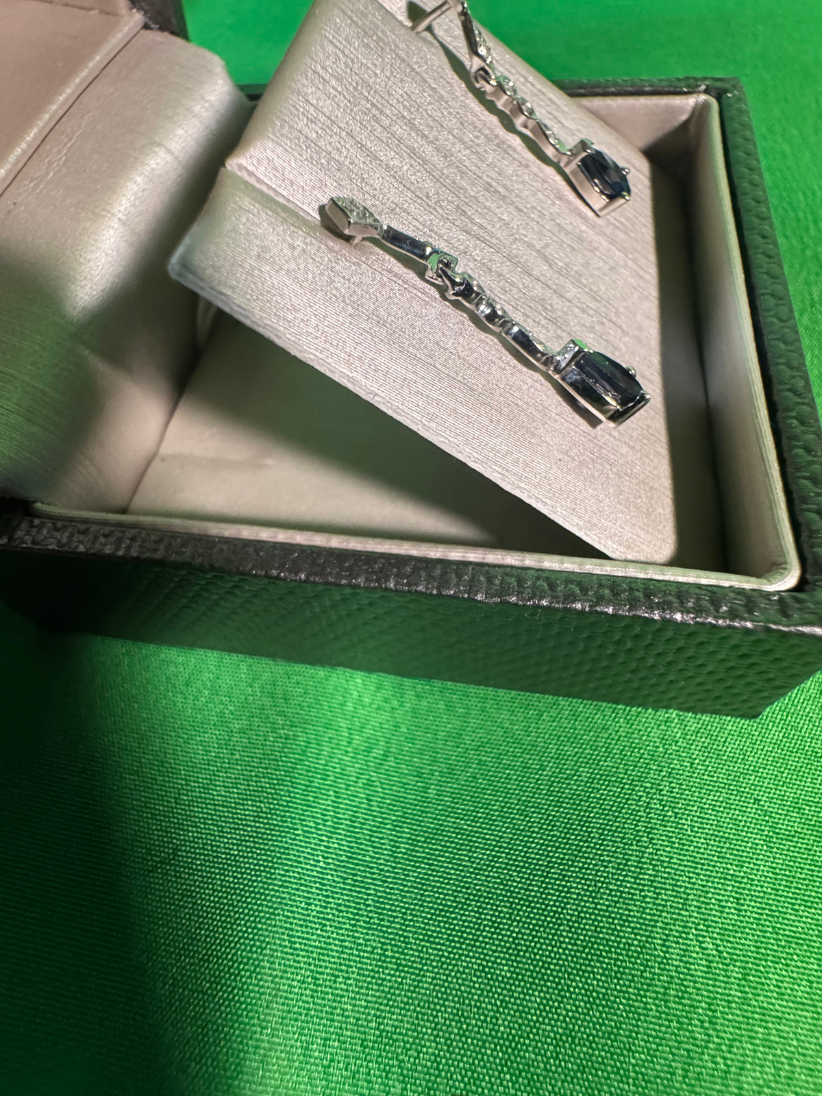 Sapphire and Diamond Drop Earrings Boxed