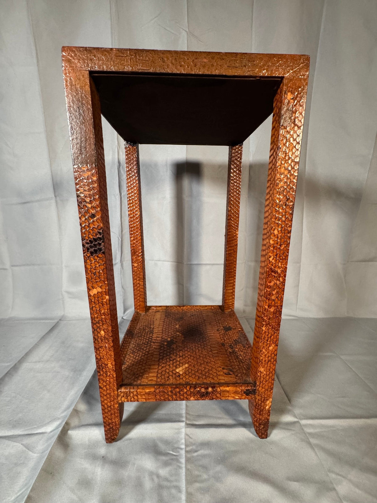 Snakeskin Two-Tier Side Table, Attributed to Karl Springer