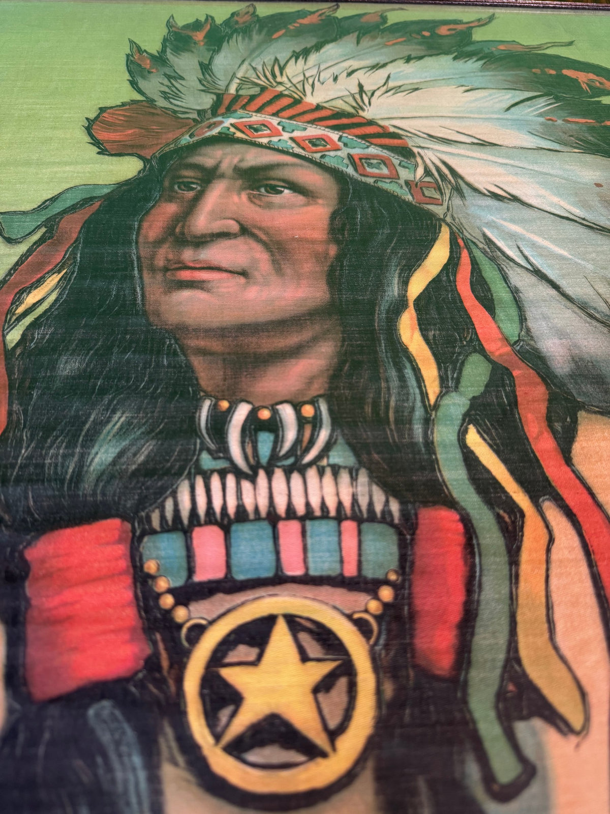 1903 Campbell Metzger Jacobson Chromolithograph on Linen Native American Chief