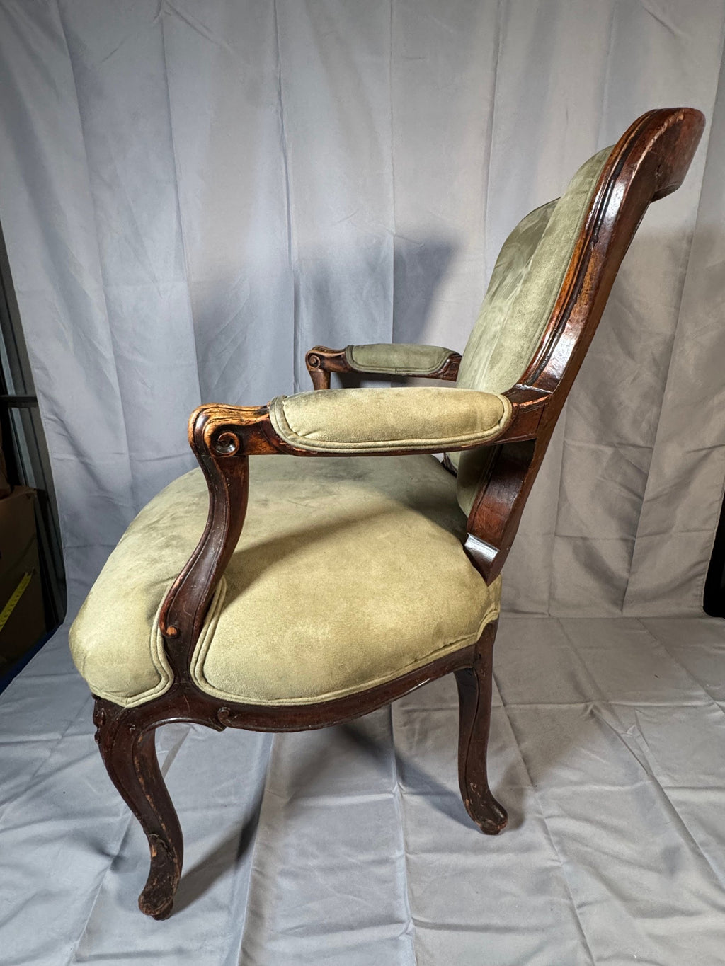 Victorian Carved Walnut Armchair with Matching Ottoman