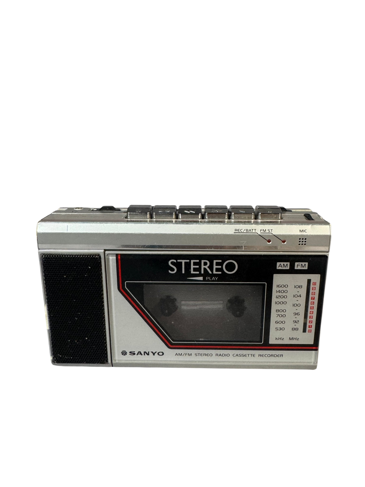 Sanyo M-S200 AM/FM Stereo Radio Cassette Recorder Silver Made in Japan