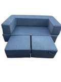 JAXX Convertible Foam Sofa Lounger Charcoal Woven Cover Unfolds Flat Good