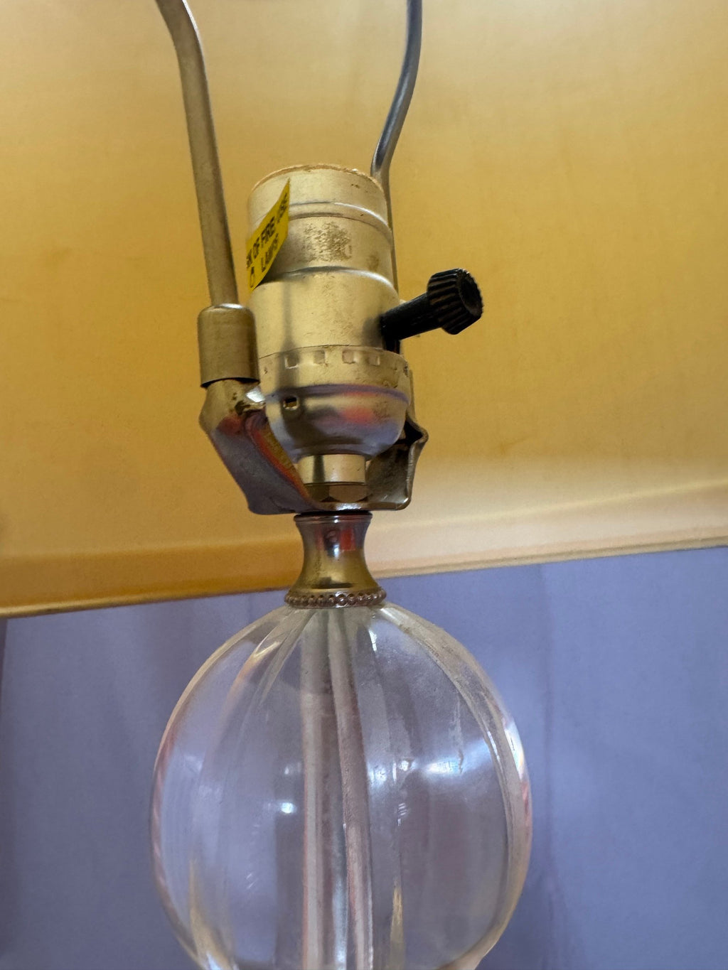 Close view of a lamp socket area and ball stem detail