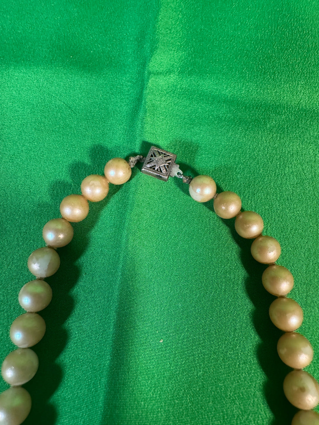 Pearl Strands and Gold Tone Cherub Compact
