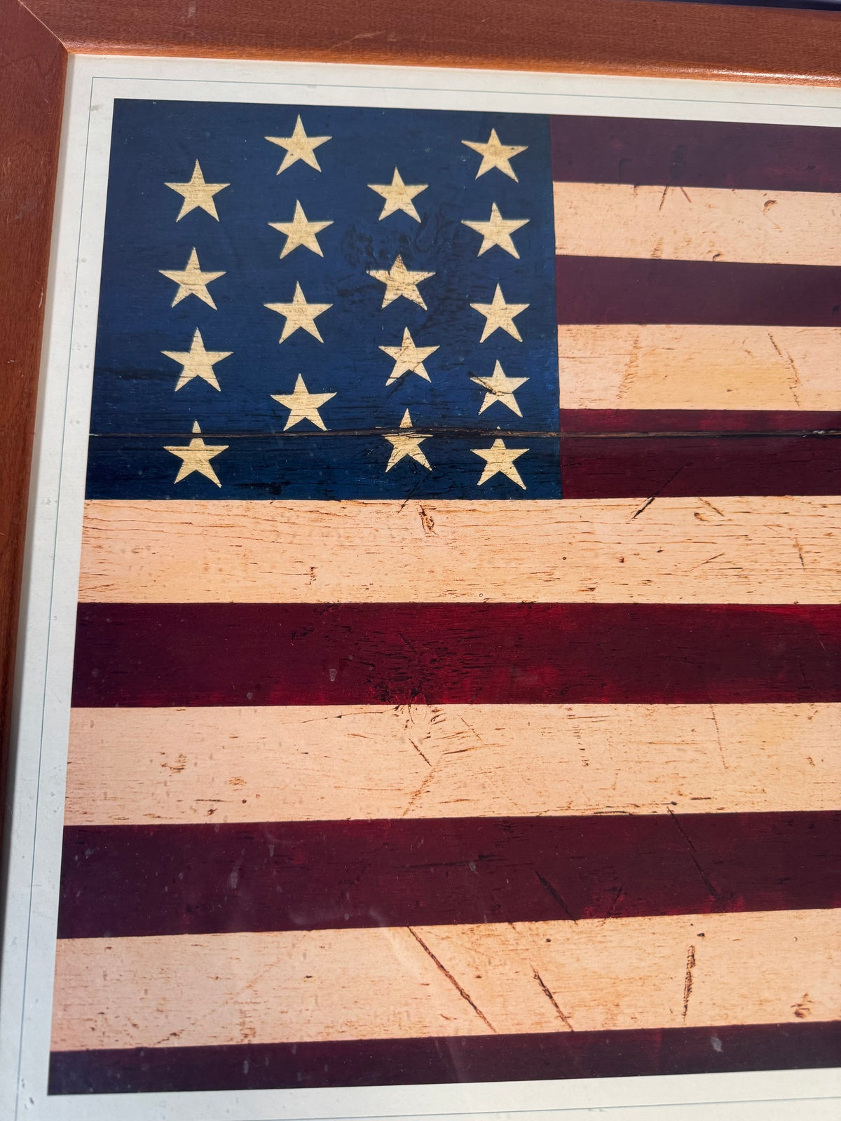 Warren Kimble American Folk Art Flag Poster Print, Framed Vintage 1990s