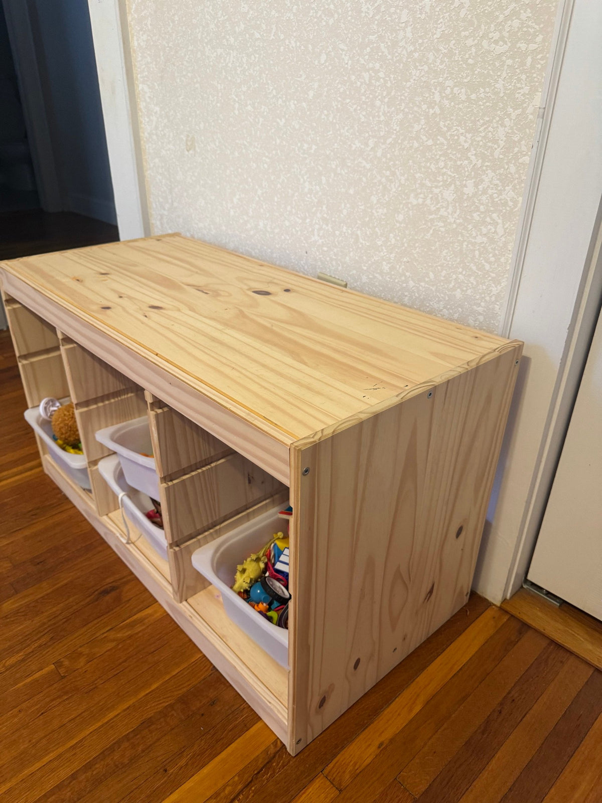 Angled view of the unit and bins