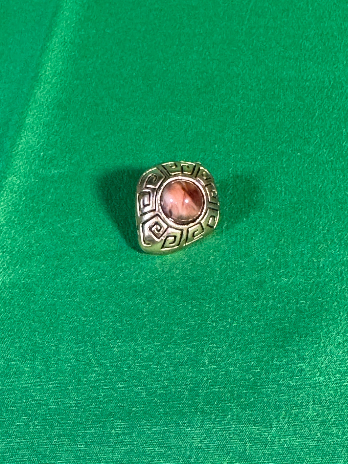 Costume Ring Lot of Four Including Greek Key Cabochon — detail view 1