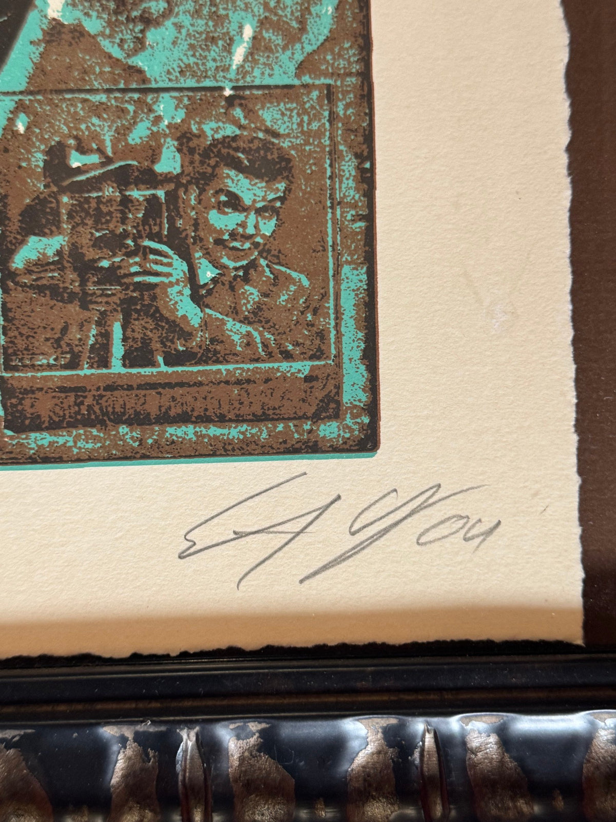 Pencil signature at lower right