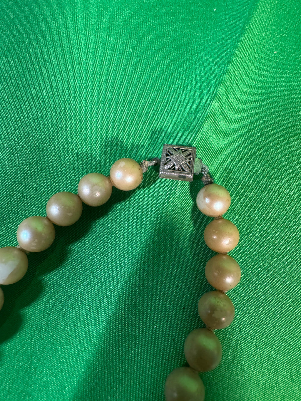 Pearl Strands and Gold Tone Cherub Compact