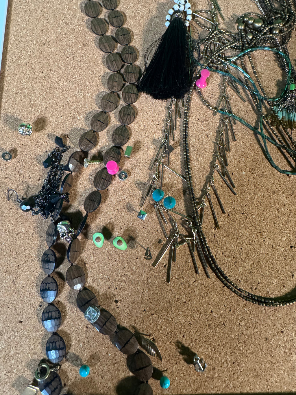 Necklace Collection on Framed Display Board
