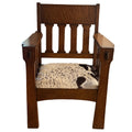 Mission Oak Armchair Quartersawn Spindle Back Cowhide Cushion Arts and Crafts