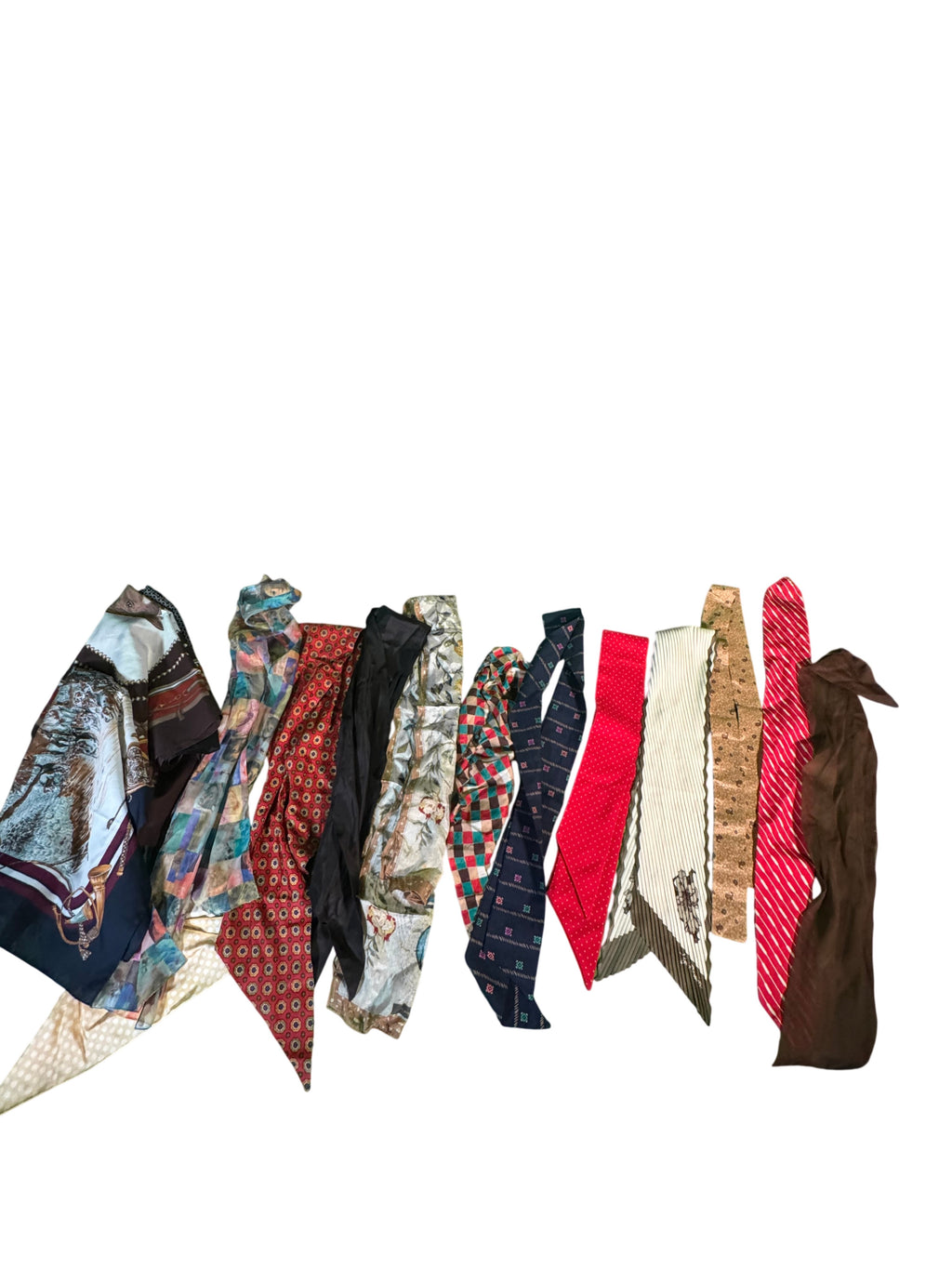 Silk Scarf and Necktie Collection Twelve Pieces — main image on a white ground