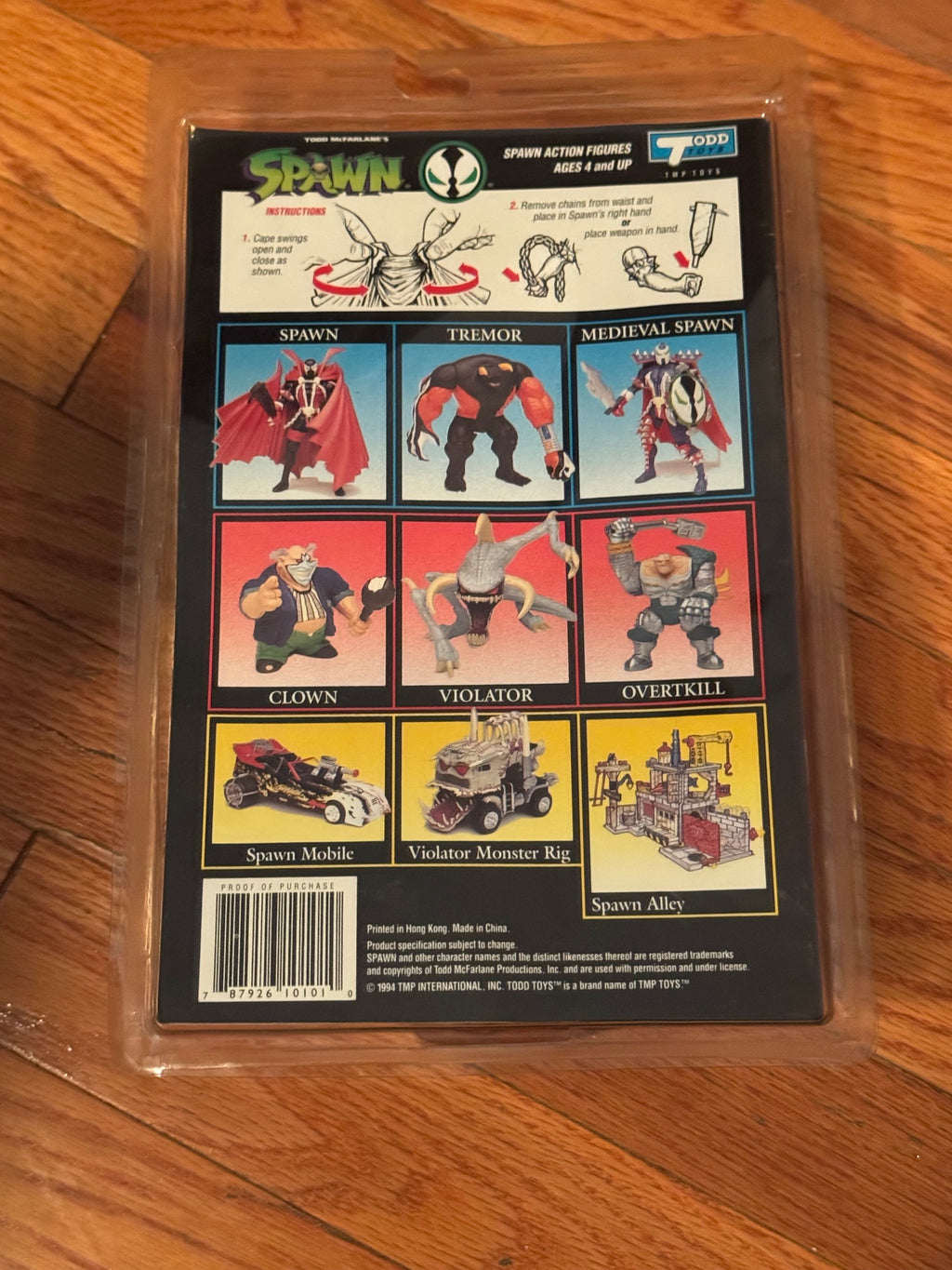 Back of Spawn action figure card showing figure lineup