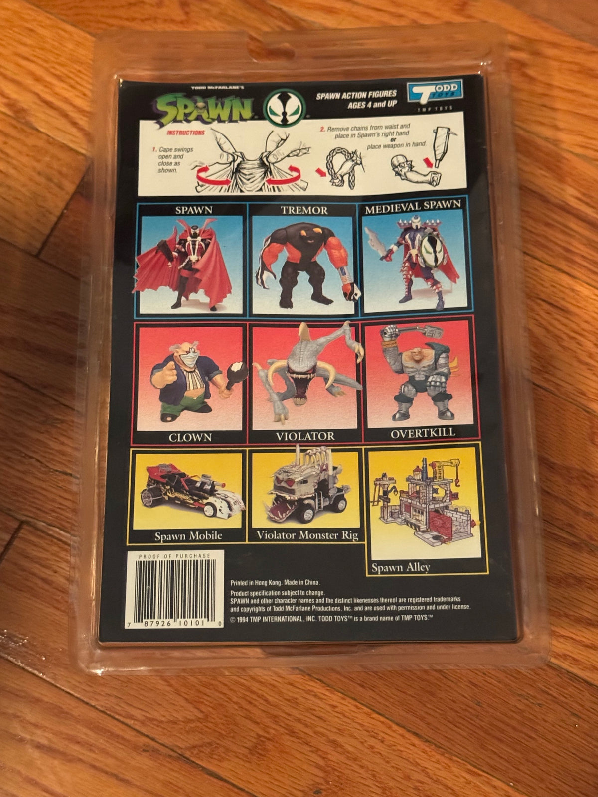 Back of Spawn action figure card showing figure lineup