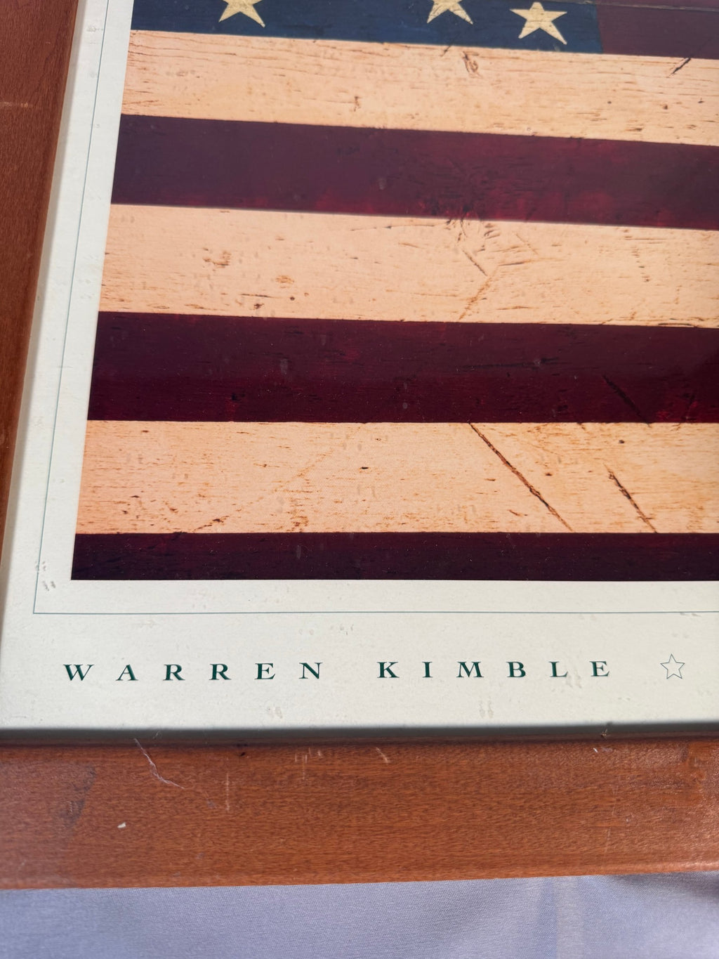 Warren Kimble American Folk Art Flag Poster Print, Framed Vintage 1990s