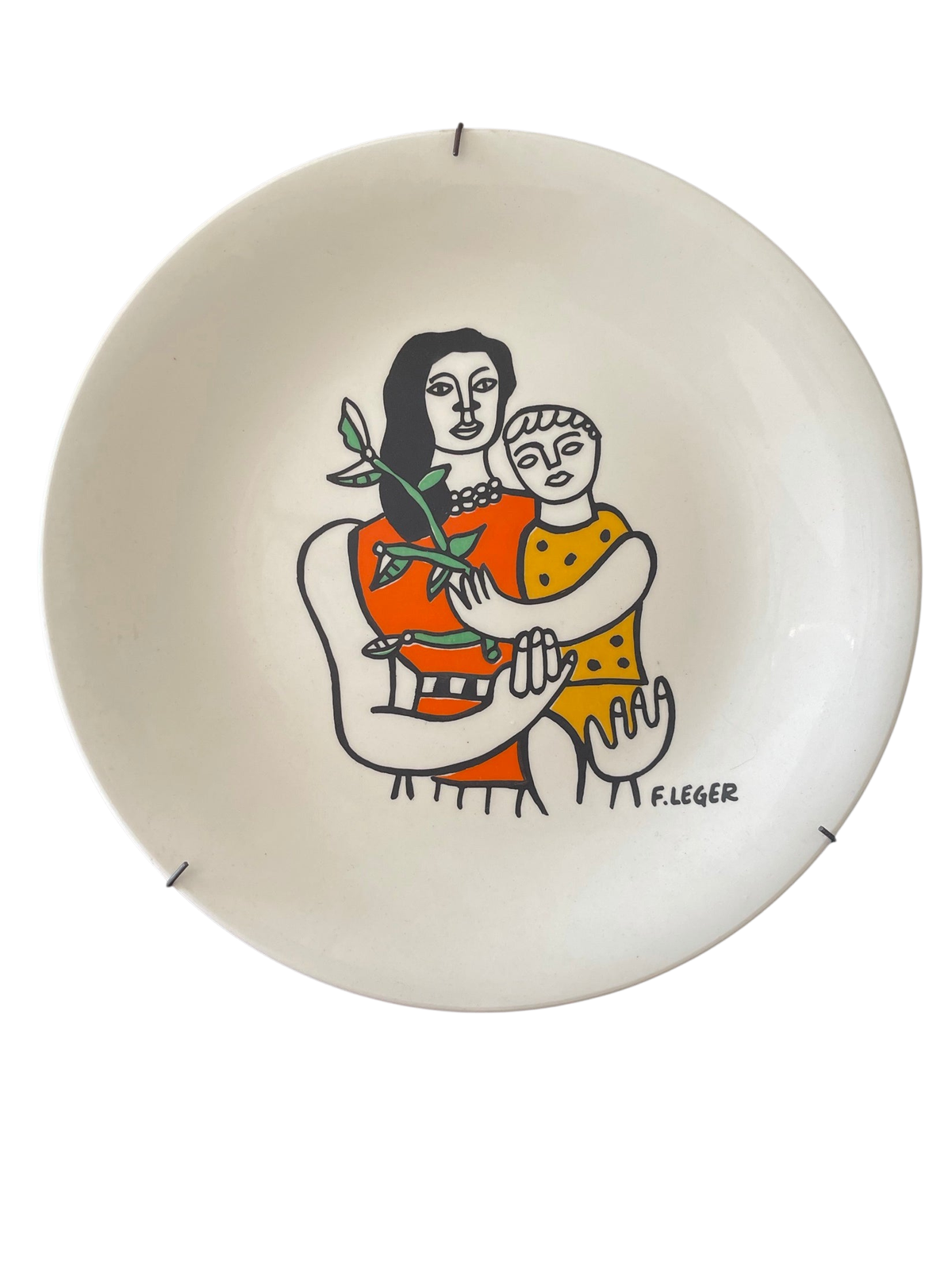Fernand Leger Design Ceramic Plate Transfer Printed Figures Vintage Very Good