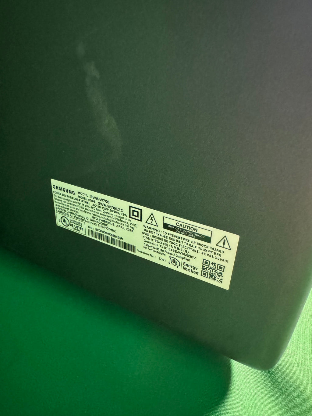 Samsung SWA-W700 Wireless Active Subwoofer SWA-W700/ZC Untested