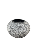 Studio Pottery Vase White Crackle Lichen Glaze Dark Body Impressed Mark