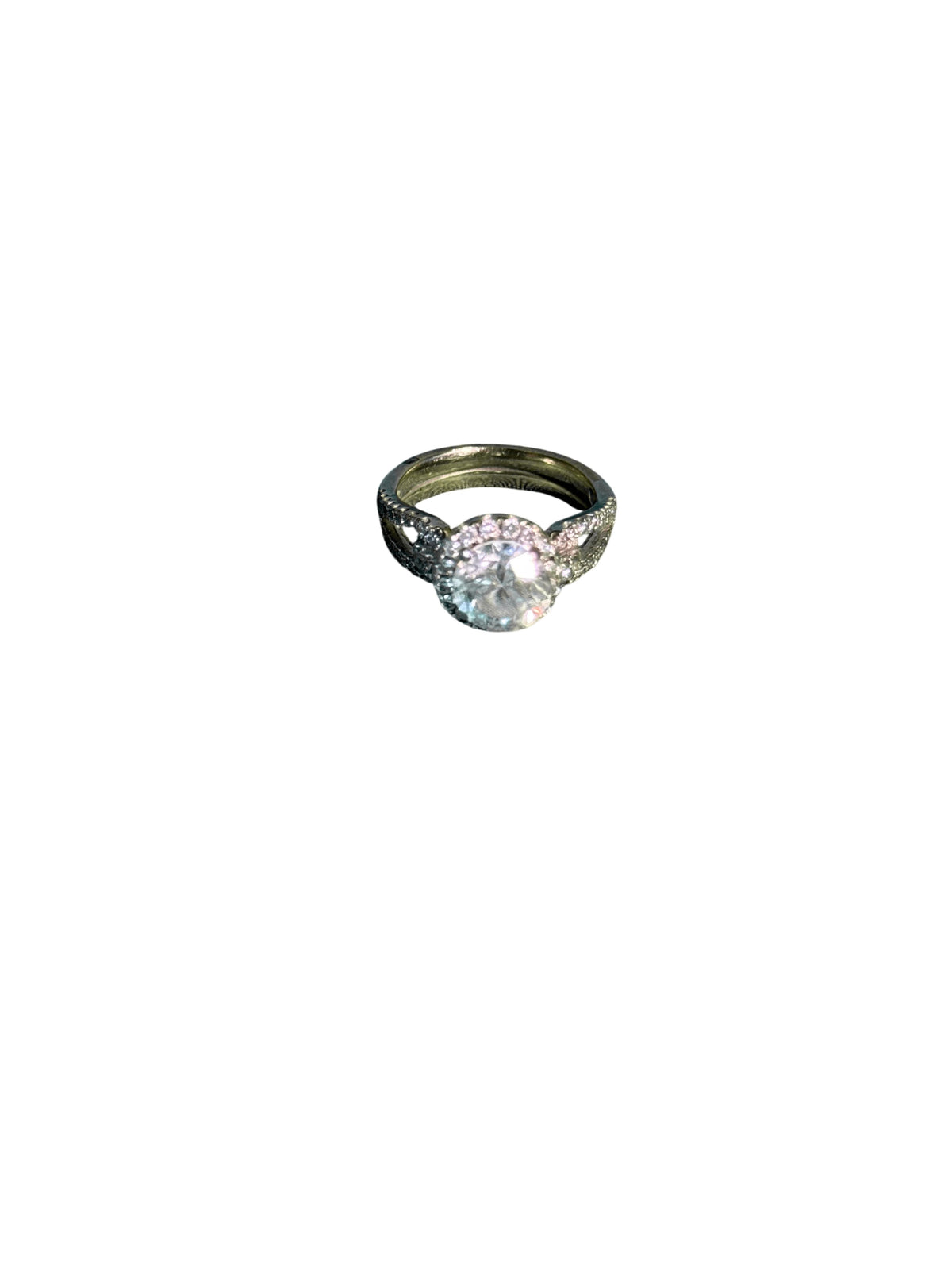 Natural Diamond Halo Engagement Ring and Band Set 18k White Gold Size 6 Pave Shoulders