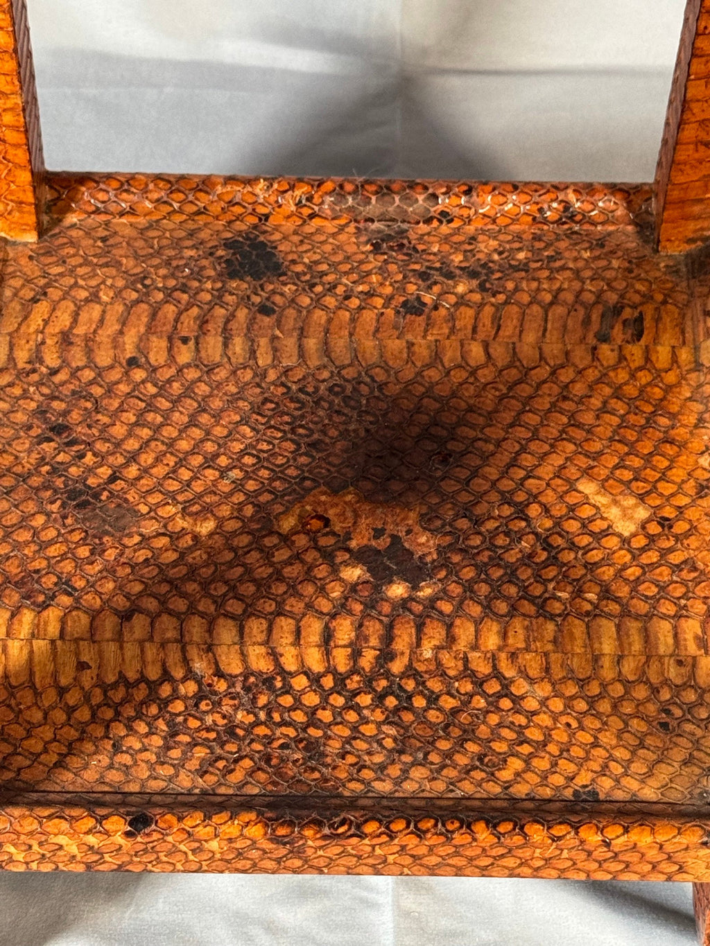 Snakeskin Two-Tier Side Table, Attributed to Karl Springer