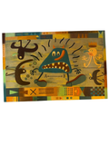 Monster A to B painting on panel, straight-on