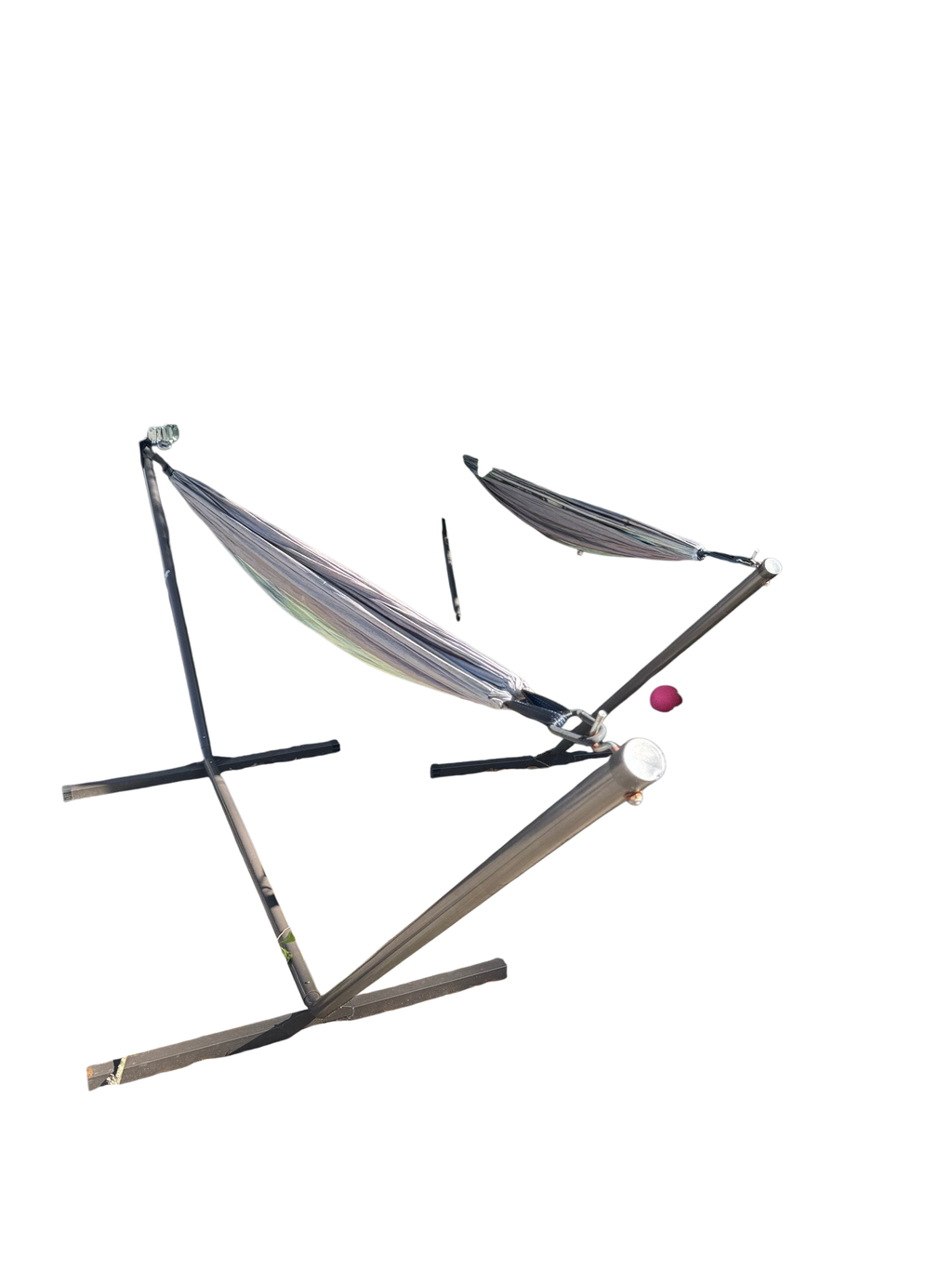 Hammock on a metal stand on a patio