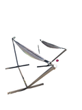 Hammock on a metal stand on a patio