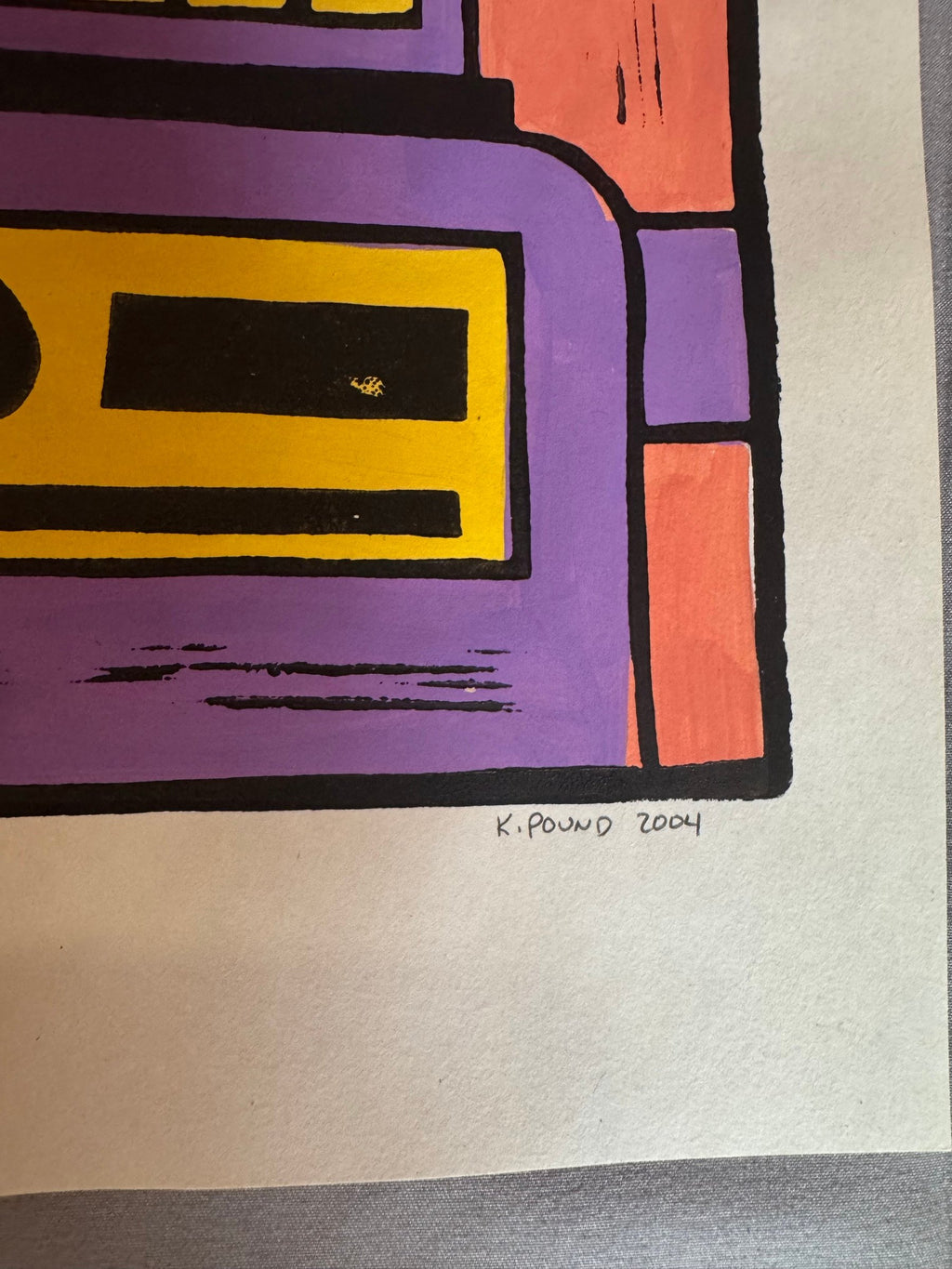 Pencil signature and 2004 date on the robot linocut