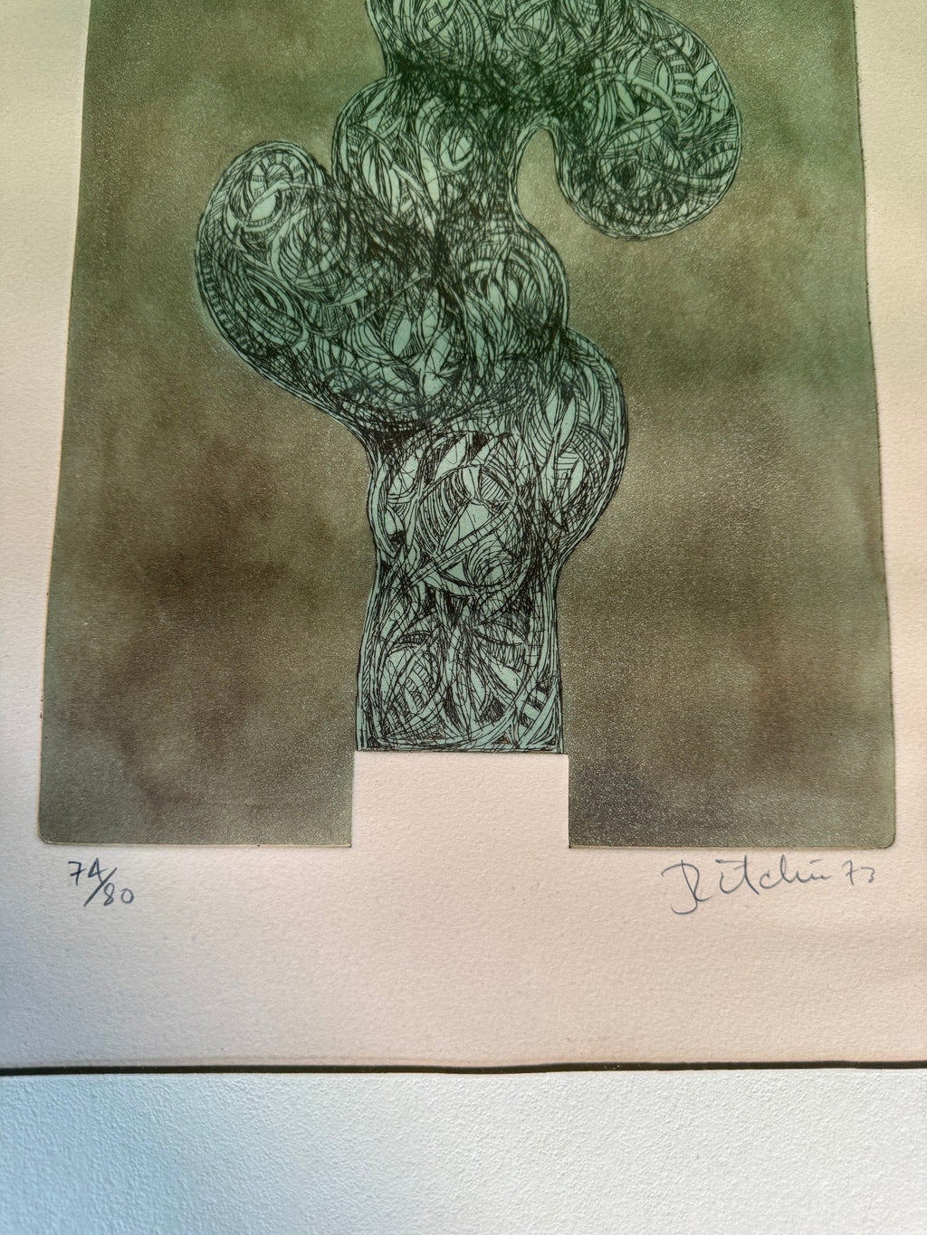 Original Etching Aquatint Abstract Biomorphic Print Signed Numbered 74/80 1973