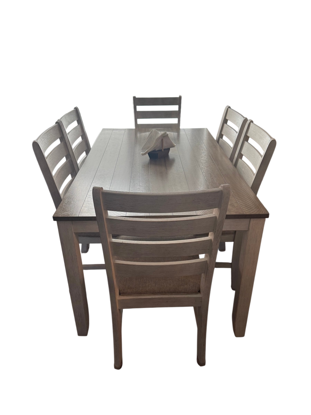 Ashley Skempton dining table with six ladder-back chairs