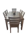 Ashley Skempton dining table with six ladder-back chairs