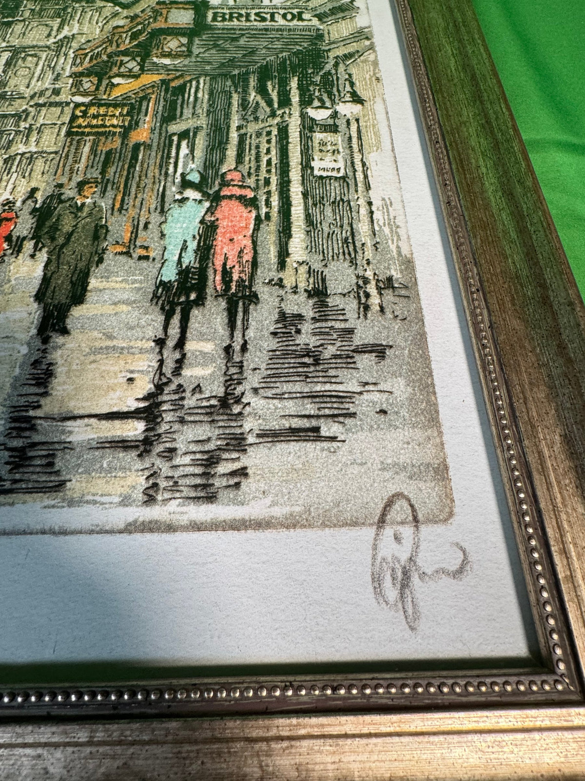 Hand-Colored Etching and Aquatint Vienna Street Scene with Hotel Bristol Framed