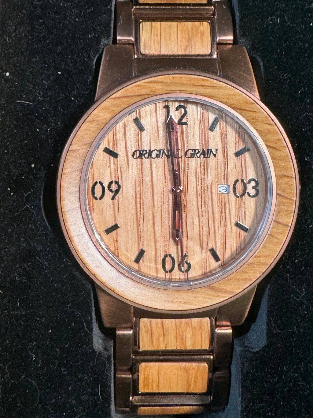 Original Grain The Barrel Wood and Steel Wristwatch Boxed
