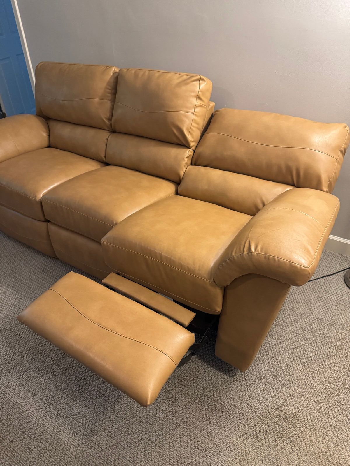 La-Z-Boy Tan Leather Power Reclining Sofa, 88 in