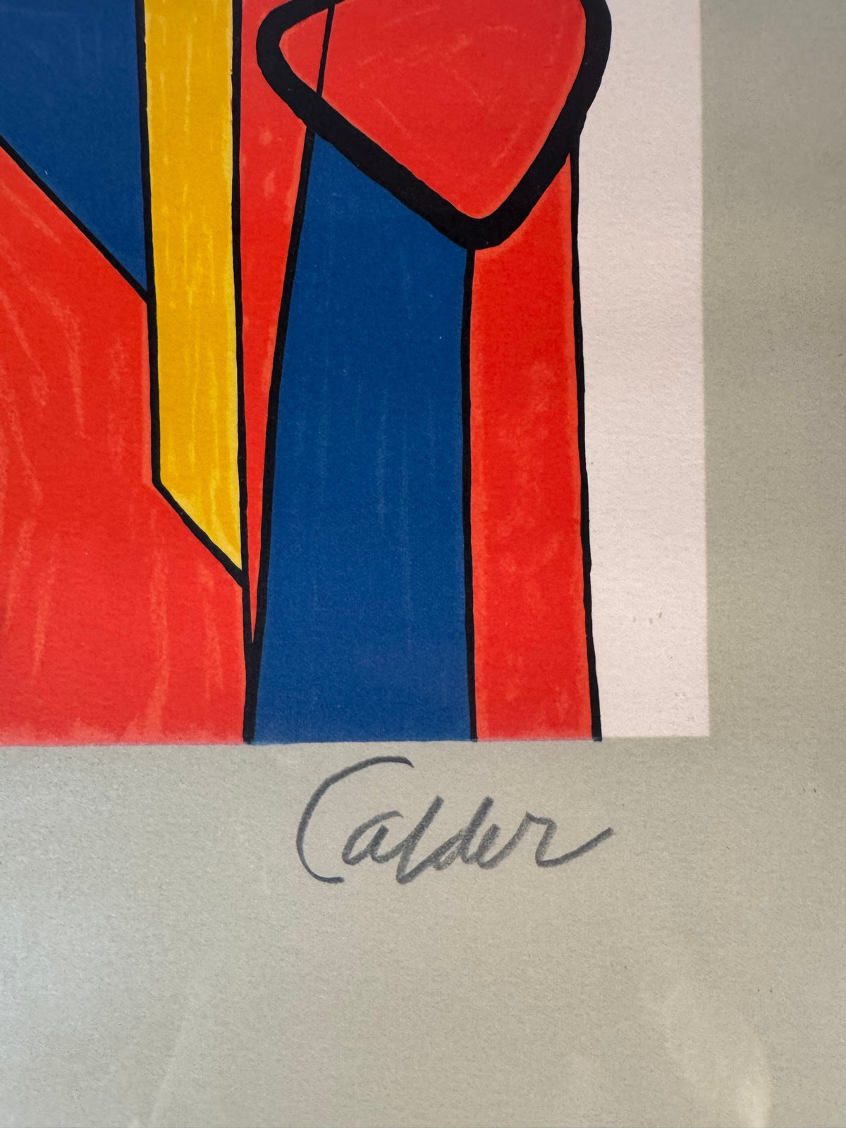 Lower right corner showing the pencil signature reading Calder