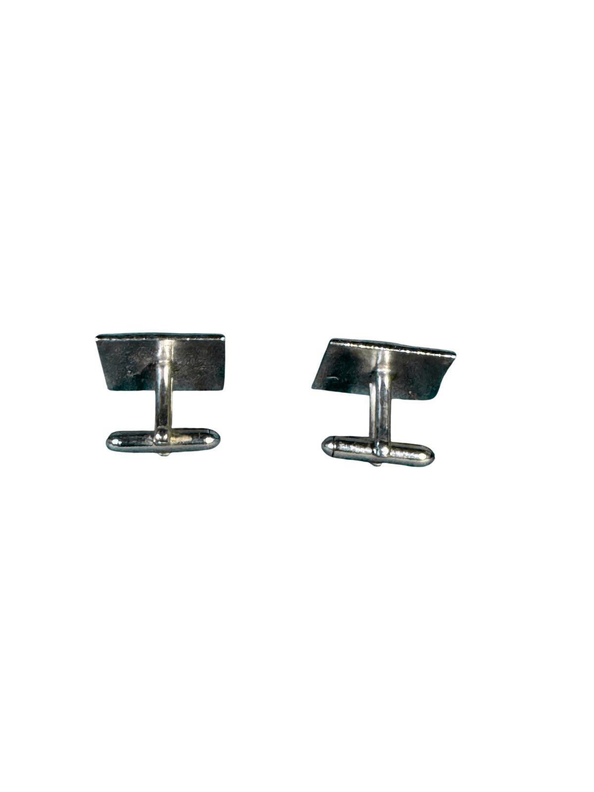 Greek Key Pattern Cufflinks Silver Tone — main image on a white ground