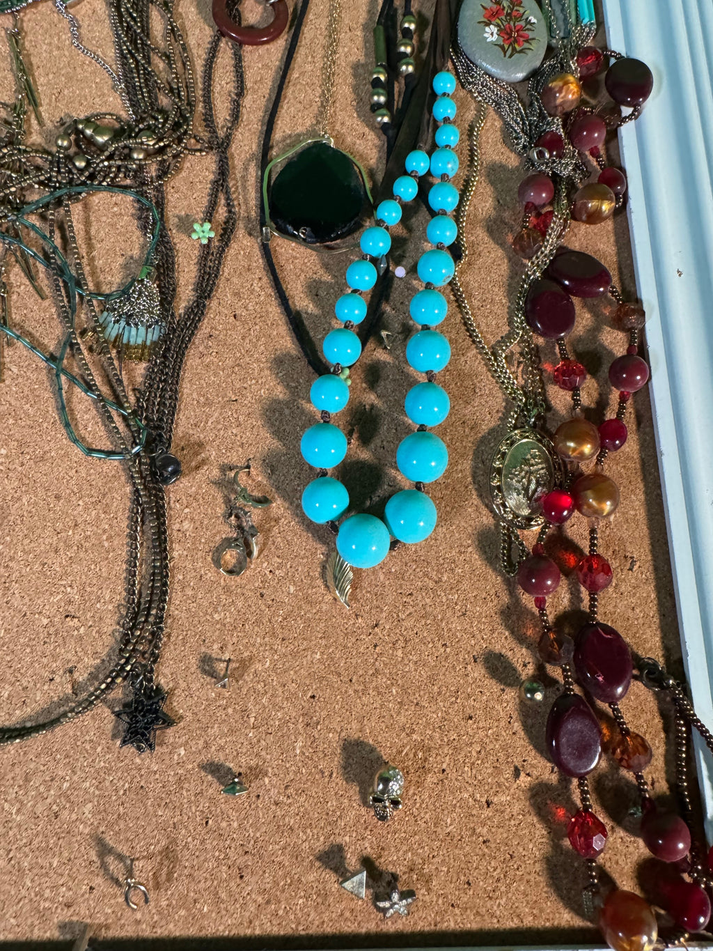 Necklace Collection on Framed Display Board