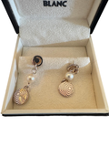 Montblanc Sterling Silver 925 Pearl Star Engraved Disc Drop Earrings Boxed VG