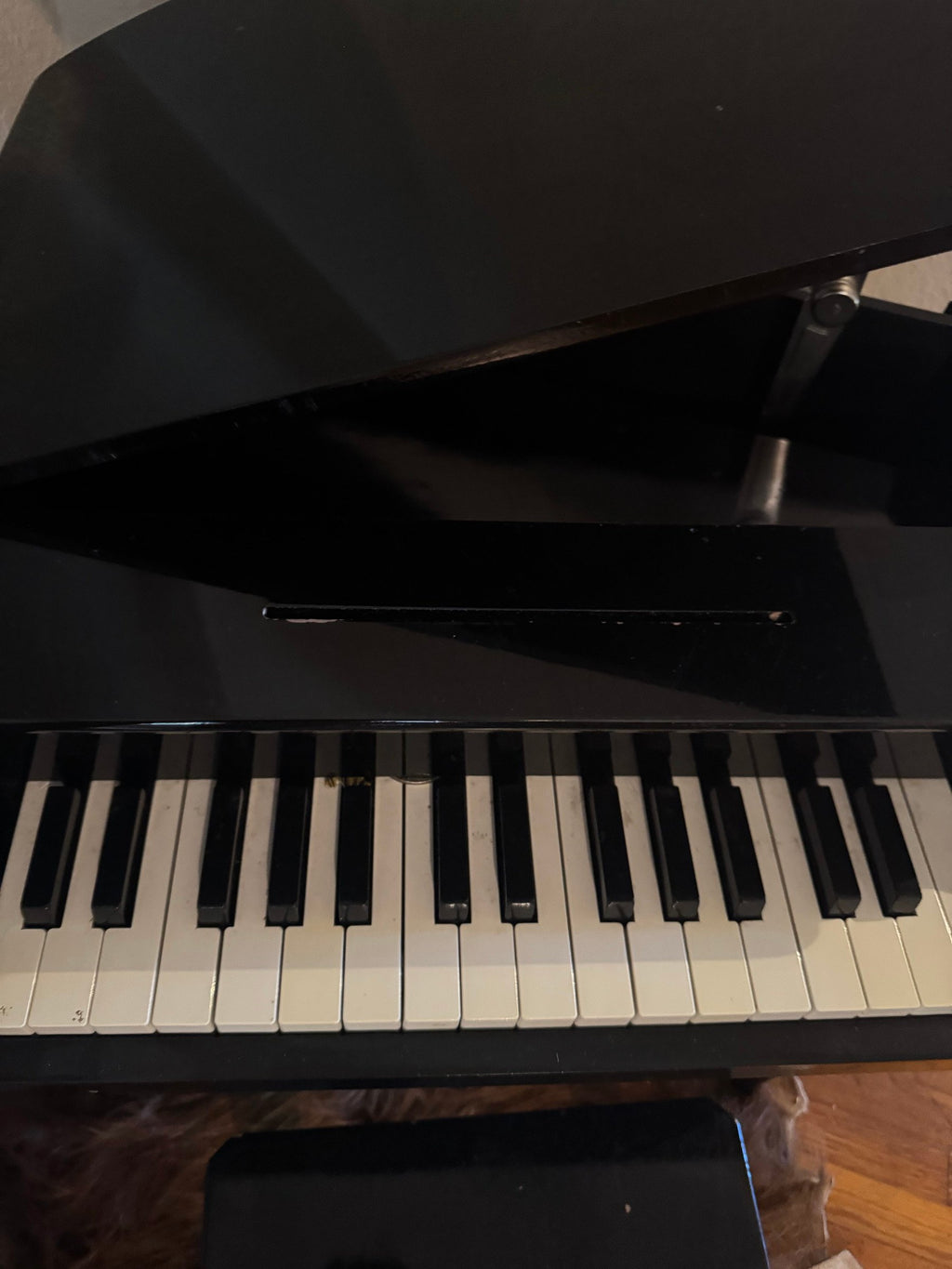 Close view of the keys and lid