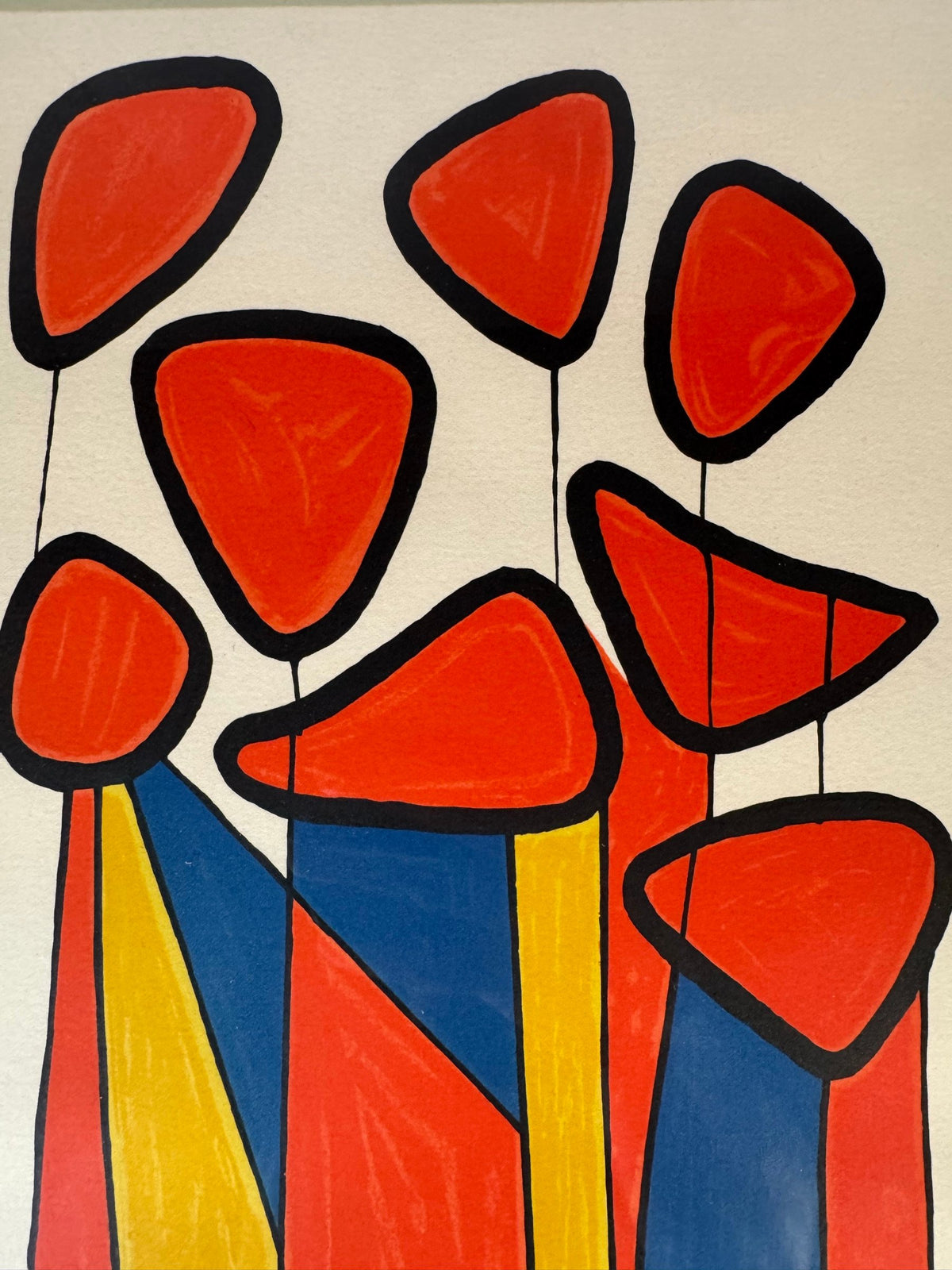 Detail of the red blossom heads and their outlined stems