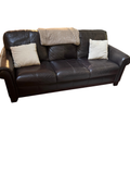 Cindy Crawford Home Black Leather Sofa, Rolled Arms, 87 in