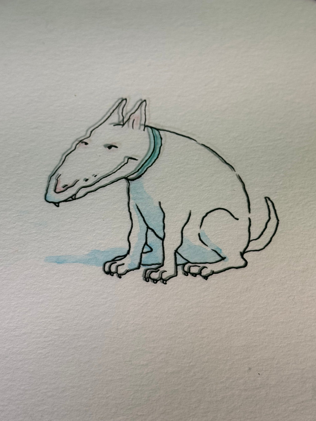 Original 1980s Film Fair Production Cel Bull Terrier New Yorker TV Commercial