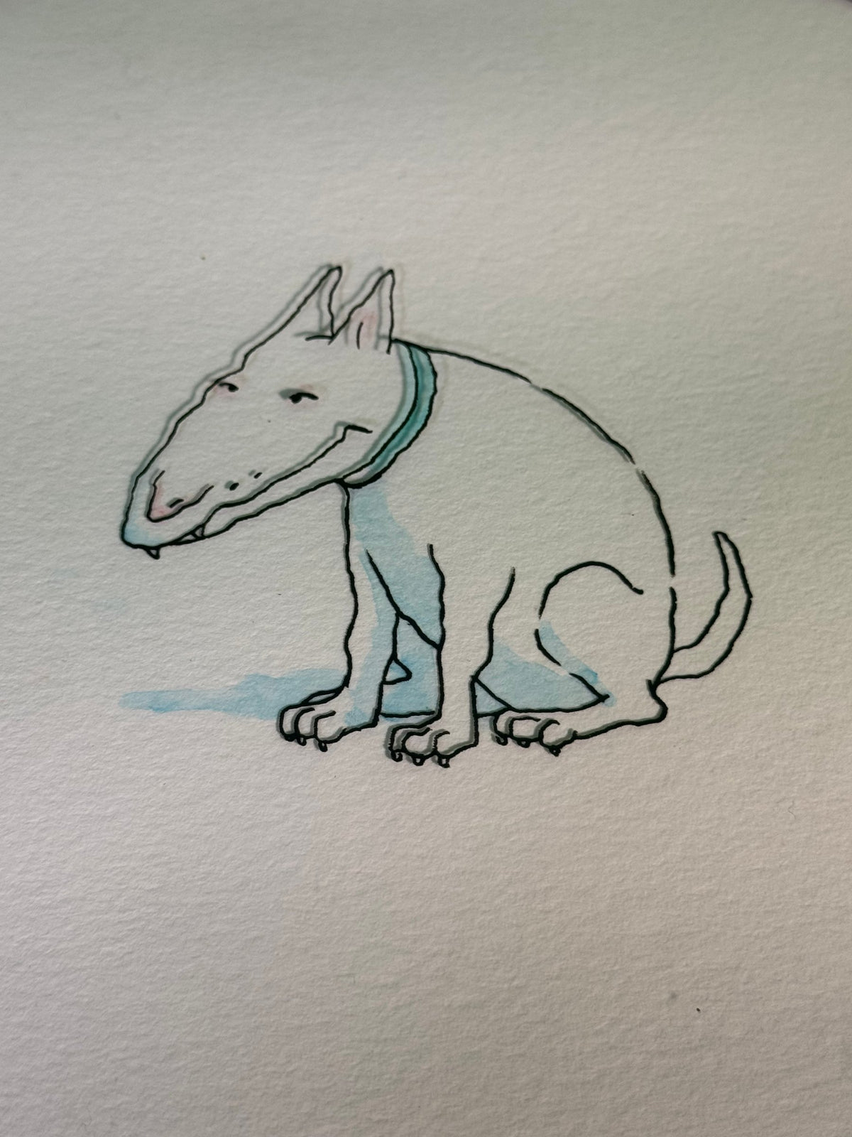 Original 1980s Film Fair Production Cel Bull Terrier New Yorker TV Commercial
