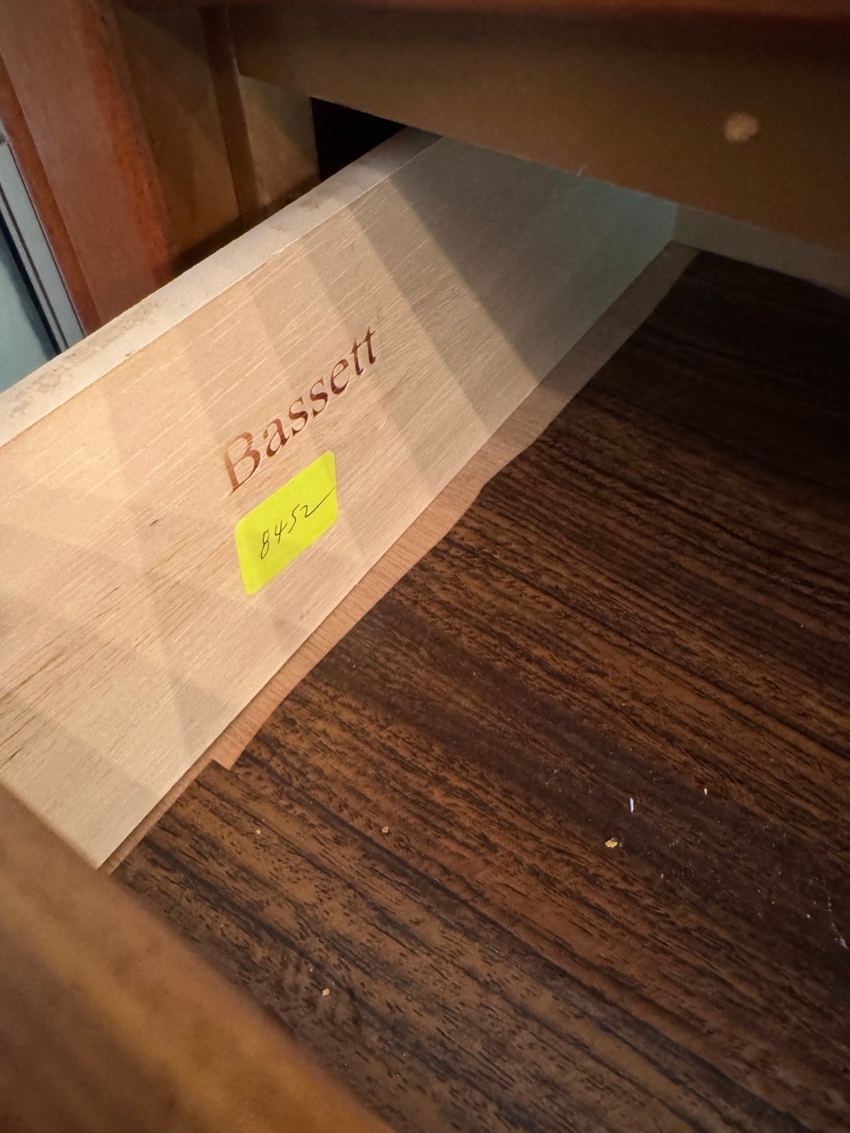 Bassett stamp on the inside of a drawer