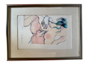 Framed Bounce mixed-media drawing, straight-on