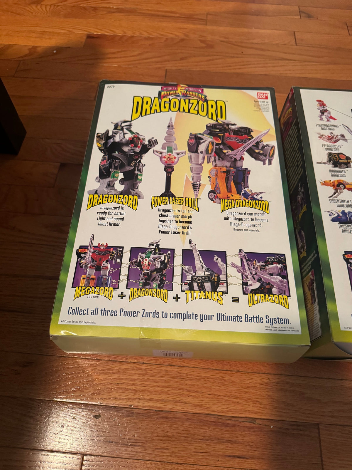 Back of Dragonzord box showing Mega-Dragonzord and Ultrazord combination art